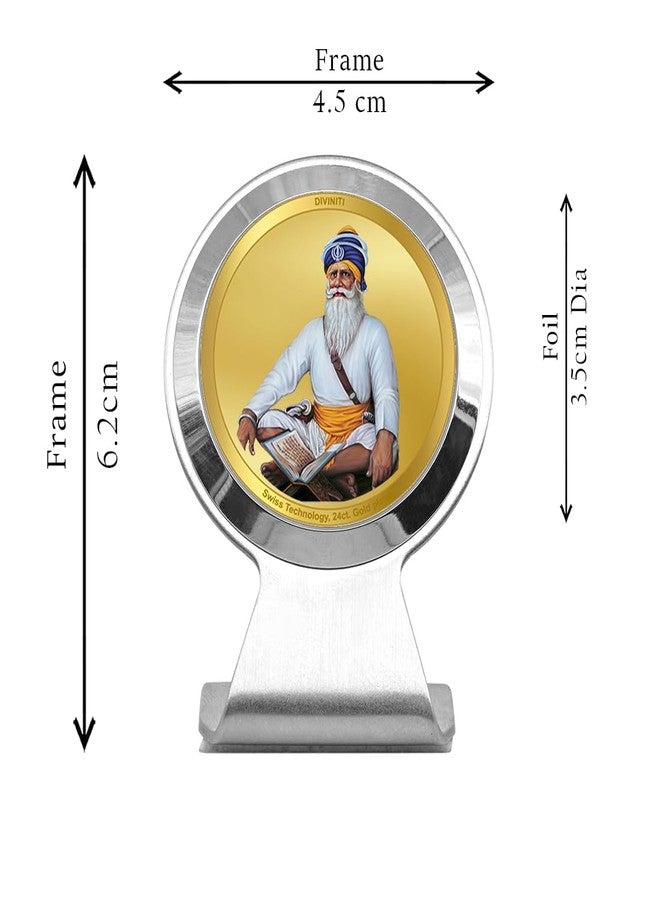 DIVINITI 24K Gold Plated Foil Baba Deep Singh Ji Photo Frame for Car Dashboard, Car Idol, Table Decor|MCF 1CR Metallic Car Frame |Religious Frame For Pooja, Prayer and Gift (6.2X4.5CM) - Image 3